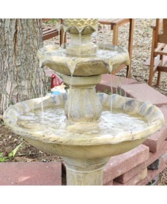 45" H Outdoor Arcade 2-Tier Solar Water Fountain with Battery Backup and LED Light