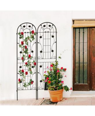 2 Pack Metal Garden Trellis 86.7" Black