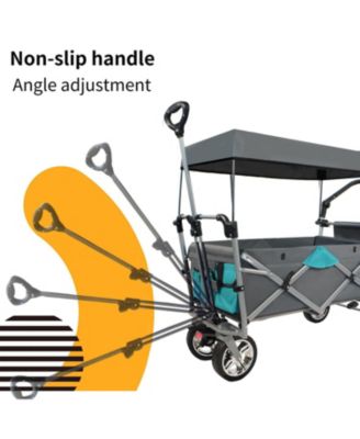 Push & Pull Utility Folding Wagon with Removable Canopy gray