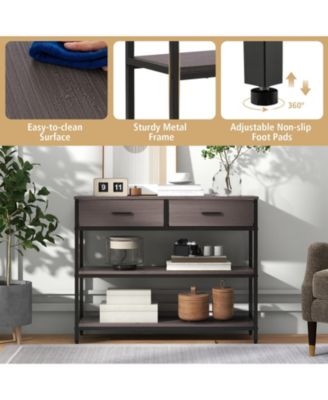 Console Table with Folding Fabric Drawers for Entryway