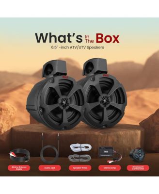 6.5'' Water-Resistant Marine Speakers + 2 Channel Amplifier + Wireless BT Audio Controller for Boat Stereo (1200W)