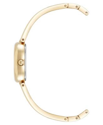 Women's Quartz Petite Oval Gold-Tone Metal Alloy Bangle Watch, 18mm