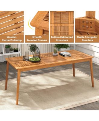 8-Person Outdoor Acacia Wood Dining Table w/ 1.96'' Umbrella Hole Rectangular