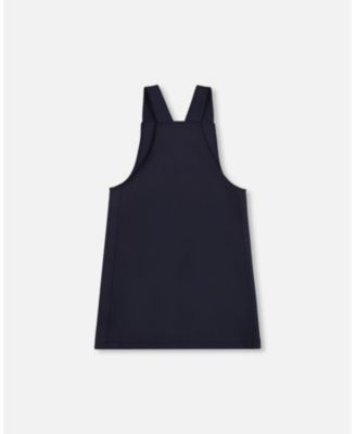 Girl Milano Jumper Dress Navy Blue with Buckle Detail - Child