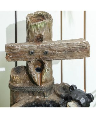 3-Tier 22.8" Outdoor Waterfall Fountain with LED Lights, Pump