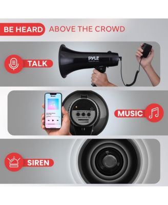 Megaphone Bullhorn with Aux Input for MP3/Music, Automatic Siren, 40 Watt