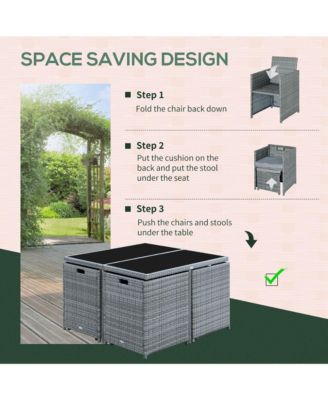 9pc Outdoor Wicker Dining Furniture Set, Table, 4 Seats, Mixed