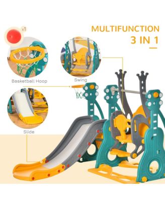 Toddler Swing and Slide Set with Basketball Hoop, Guitar Theme,