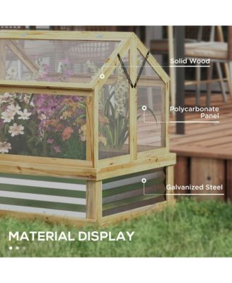 Raised Garden Bed with Wooden Cold Frame, 35.5" x 31.5" x 36"