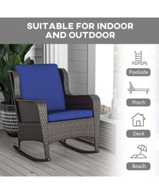 Wicker Rocking Chair, Outdoor Rocker w/ Cushions, Dark