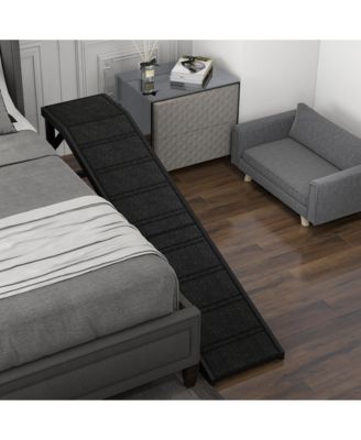 Dog Ramp w/ Non-Slip Carpet and Top Platform, 74" x 16" x 25",