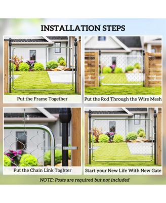 Chain Link Fence Gate, Galvanized Steel Garden Gate,