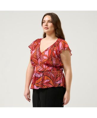Plus Size Aster Sheer Print Top