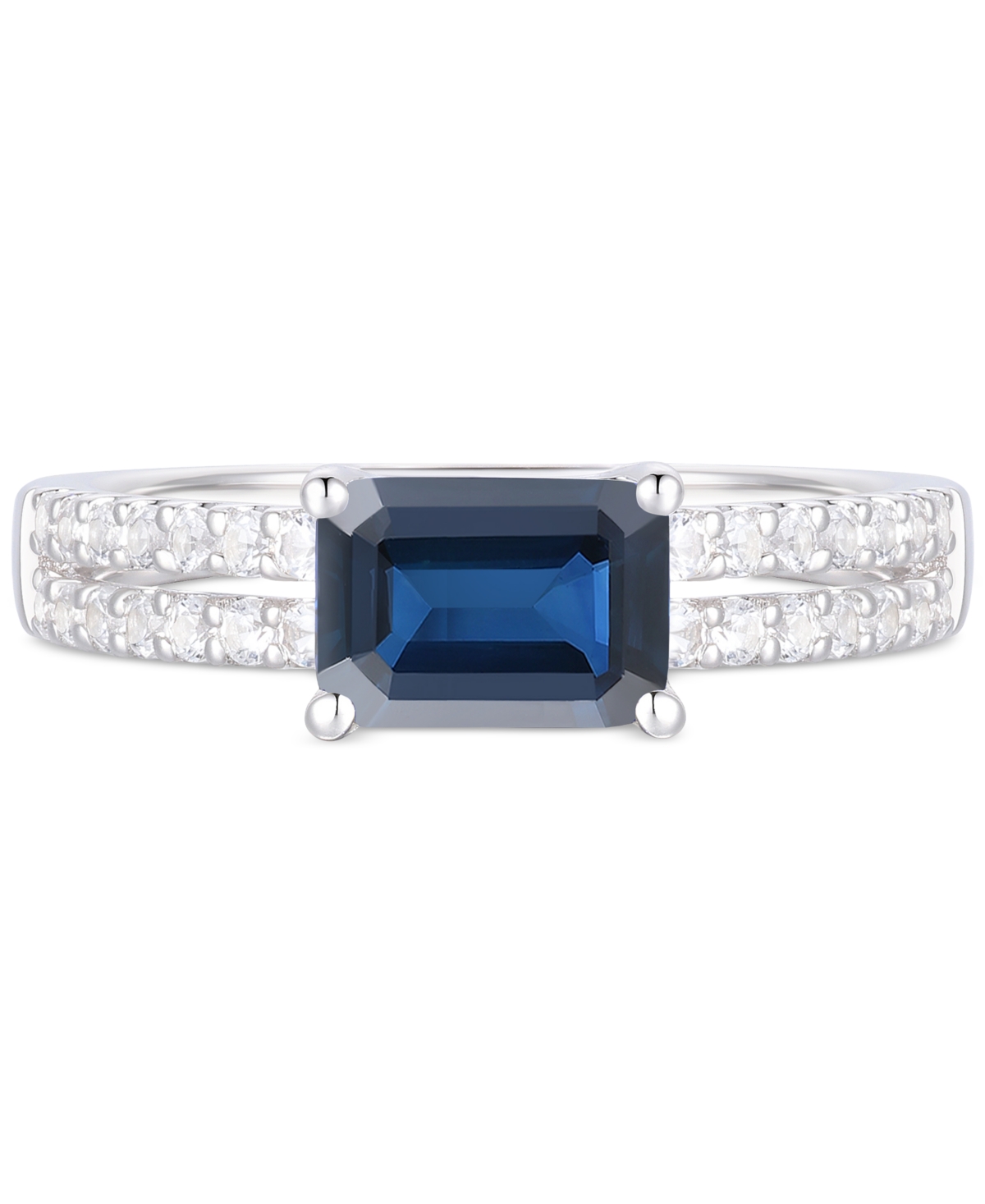 Macy's Ruby (1 Ct. T.w.) & Diamond (1/4 Ct. T.w.) Double Row Ring In 14k Gold (also In Emerald & Sapphire) In Blue