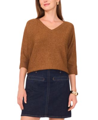 Women's Cozy V-Neck Dolman 3/4-Sleeve Sweater