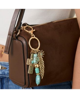 Turquoise Bead Keychain with Charms