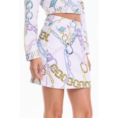 Women's Monaco Denim Skirt - Chain Print