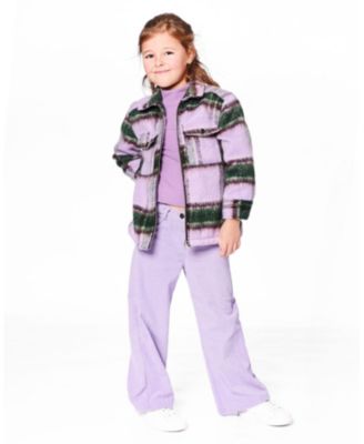Toddler Girls Zipped Plaid Overshirt Mauve and Green - Toddler|Child