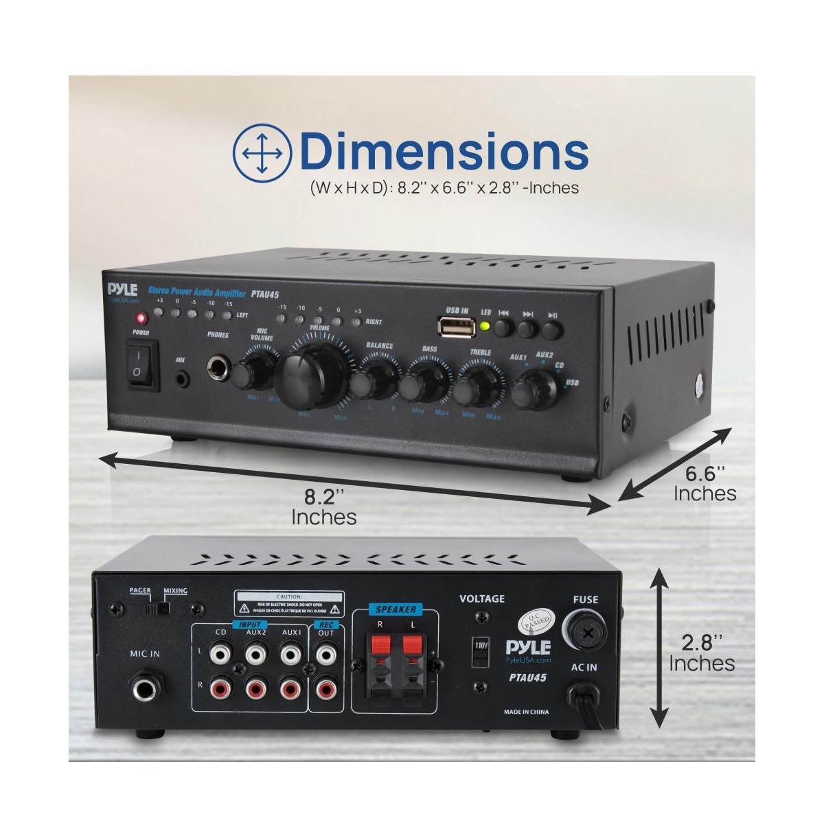 Pyle Stereo Power Amplifier - Compact Audio Amp with MP3/Usb Reader (2 x 120 Watt)