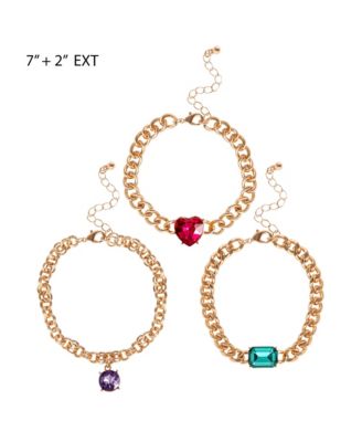 3-Piece Chunky Gemstone Chain Bracelet Set
