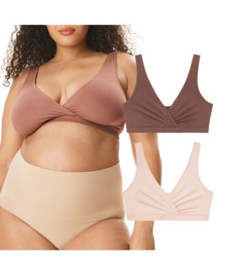 Maternity Motherhood Cotton Wrap Front Nursing Sleep Bralette, 2-Pack
