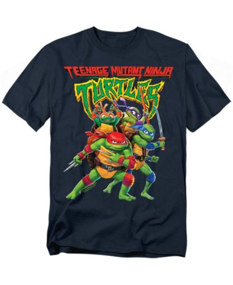 Мужская футболка Teenage Mutant Ninja Turtles Tmnt Mutant Mayhem Logo With Group, цвет: Тёмно-синий