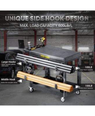 46" 2-Tier Flat Top Rolling Tool Cart with Wheels, Industrial PP Service Tool Cart