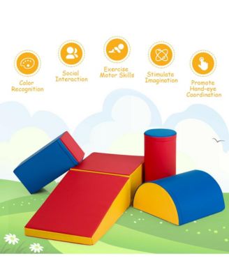 Toddler 5-Piece Climb and Crawl Activity Play Set Safe Foam Blocks Soft Climber