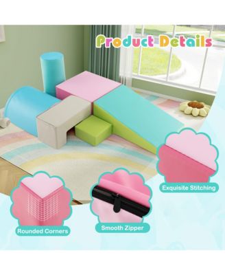 Toddler 6 PCS Climber Play Set Indoor Foam Climb & Crawl Activity Blocks w/ Cover Multicolor