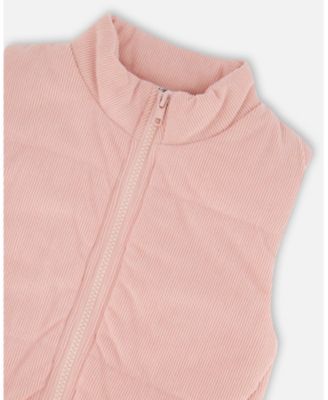 Toddler Girls Corduroy Puffy Sleeveless Vest Dusty Pink - Toddler|Child