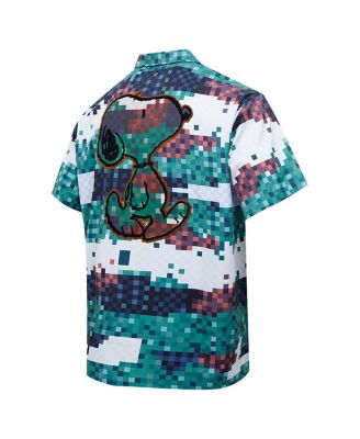 Men's Green Peanuts Snoopy Pixel Camo Button-Up Shirt