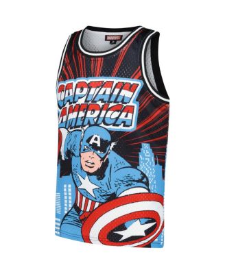 Big Boys and Girls Black Captain America Big Print Mesh Fashion Jersey