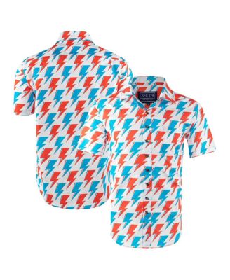 Section 119 - Men's White David Bowie Red and Blue Bolt Button-Down Shirt