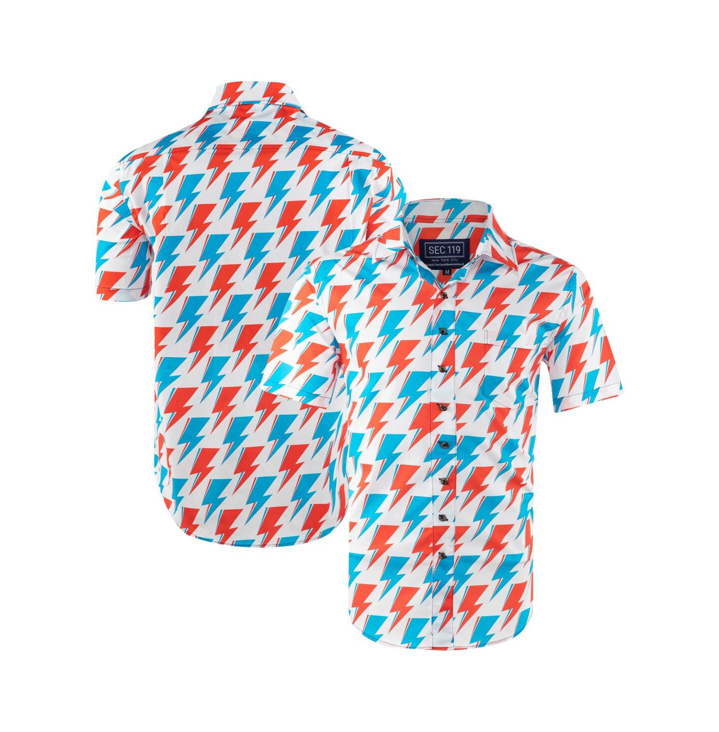 Мужская рубашка Section 119 White David Bowie Red and Blue Bolt Button-Down — фото 1