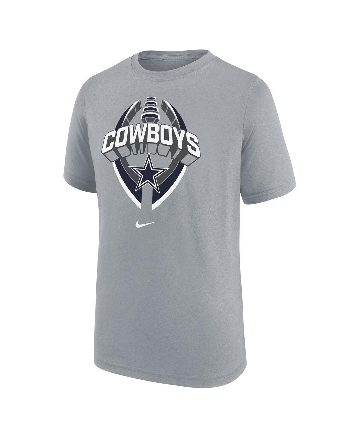 Nike Big Boys And Girls Gray Dallas Cowboys Icon Legend T-shirt In Gray