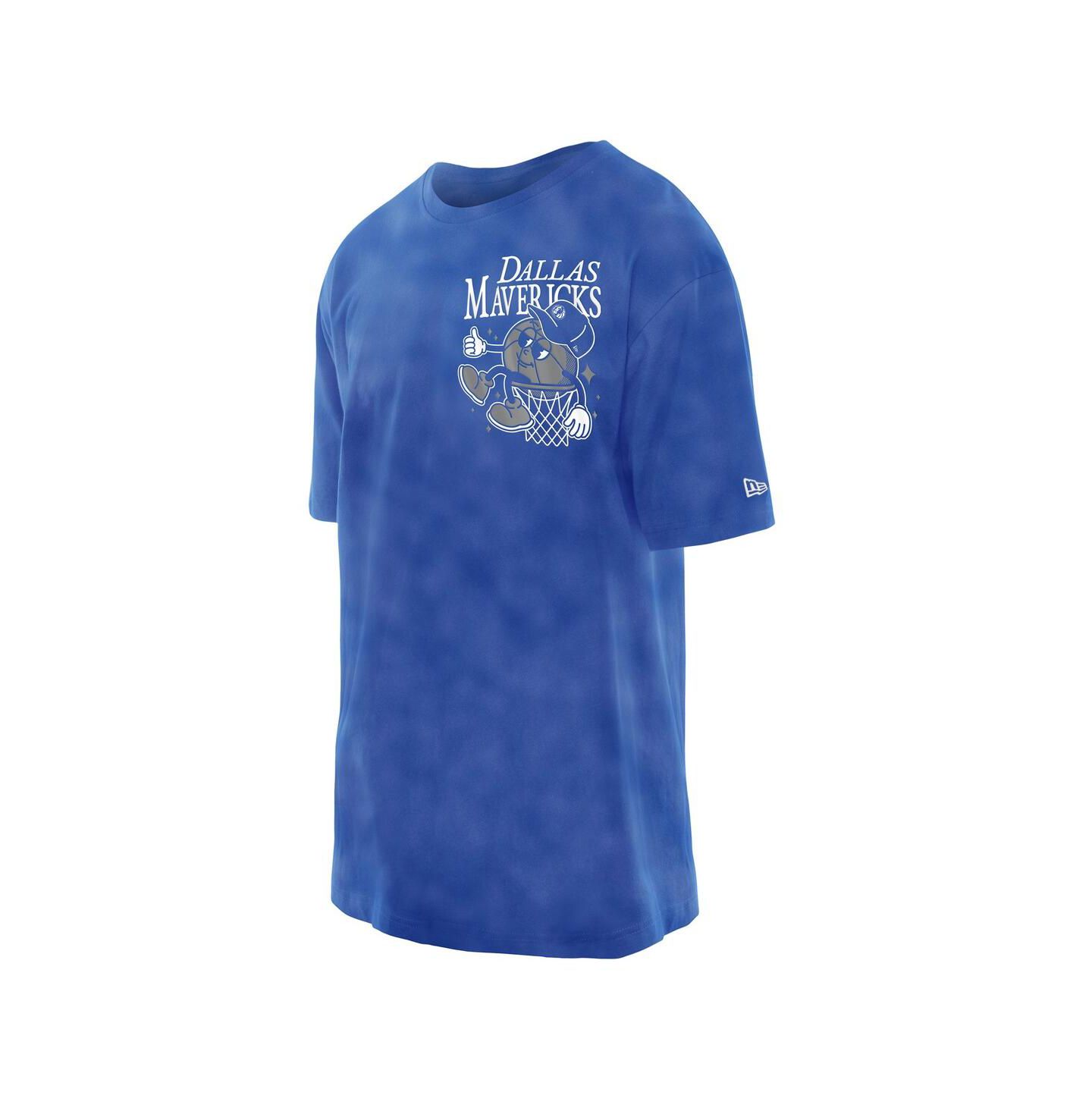 Мужская футболка New Era Blue Dallas Mavericks Old School Sport Enzyme Wash Oversized — фото 3