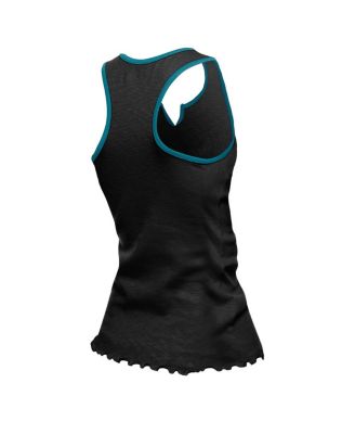 Women's&nbsp;Black Jacksonville Jaguars Lettuce Hem Notch Neck Tri-Blend Tank Top
