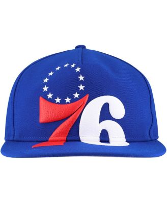 Men's Royal Philadelphia 76ers Oversized Puff Print Logo Golfer Snapback Hat