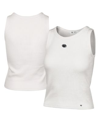 '47 Brand - Women's ' Cream Penn State Nittany Lions Micro Logo Ribbed Cropped Tank Top
