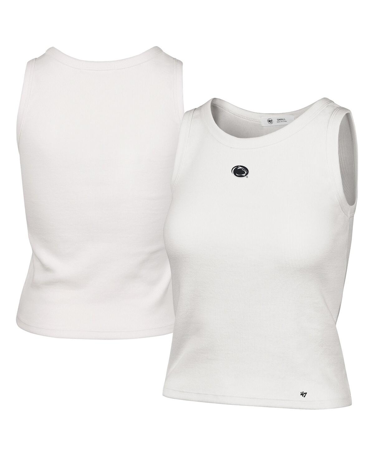 Women's Cream Penn State Nittany Lions Micro Logo Ribbed Cropped Tank Top - Cream