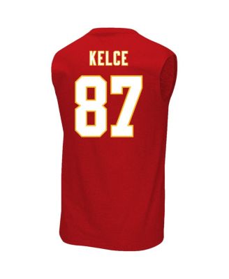 Men's Travis Kelce Red Kansas City Chiefs Big Tall Player Name Number Muscle Tank Top T-Shirt