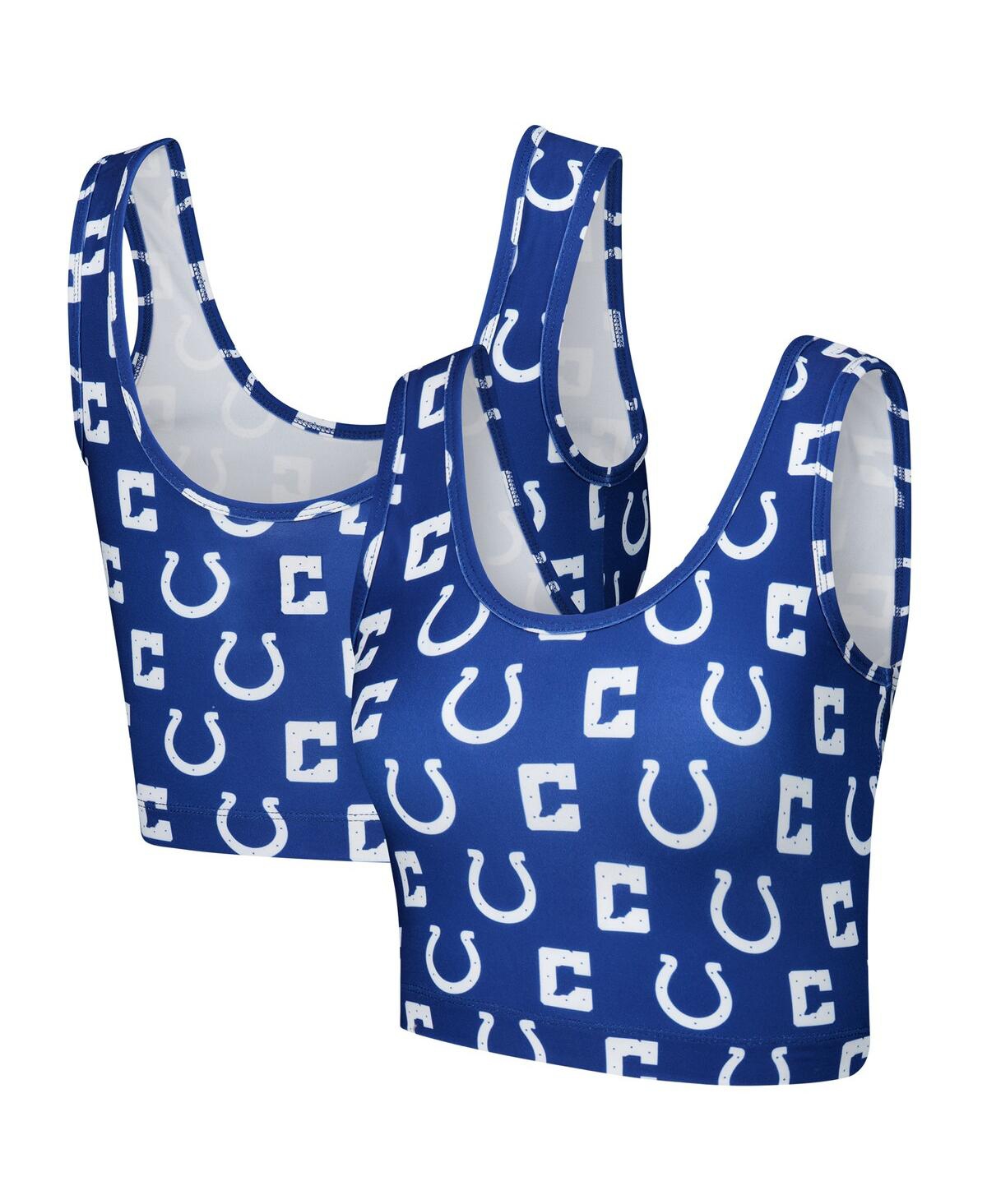 Women's Royal Indianapolis Colts Record Allover Print Bralette - Royal