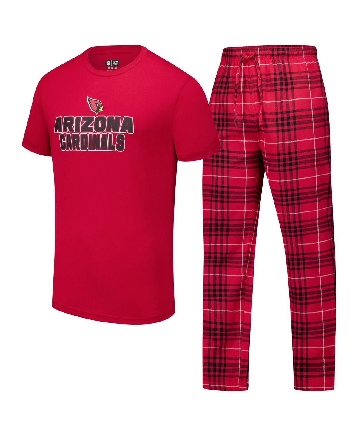 Men's 2-Piece Cardinal/Black Arizona Cardinals Vector Top and Flannel Pants Sleep Set - Cardinal