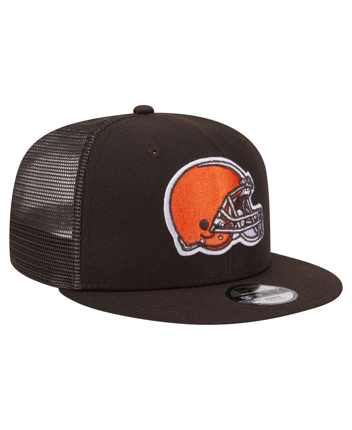 New Era Big Boys And Girls Brown Cleveland Browns Main Trucker 9fifty Snapback Hat In Brown