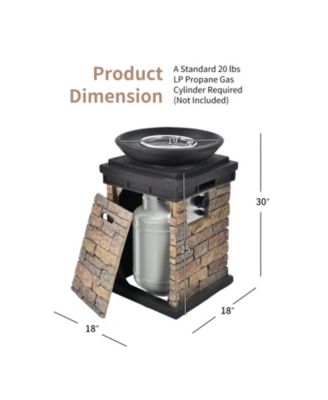 30" Stone-Look Fire Column - 40K BTU, Hidden Tank Design