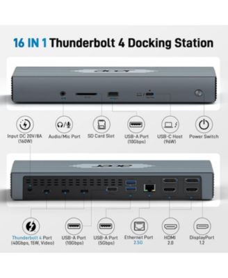 Thunderbolt 4 Dock for 4 Monitors | 16-in-1 USB-C Docking Station with 40Gbps Speed, 4K60Hz, 8K Support, 160W Power, 2.5Gbps Ethernet | Compatible with Windows, MacBook, Acer Laptops