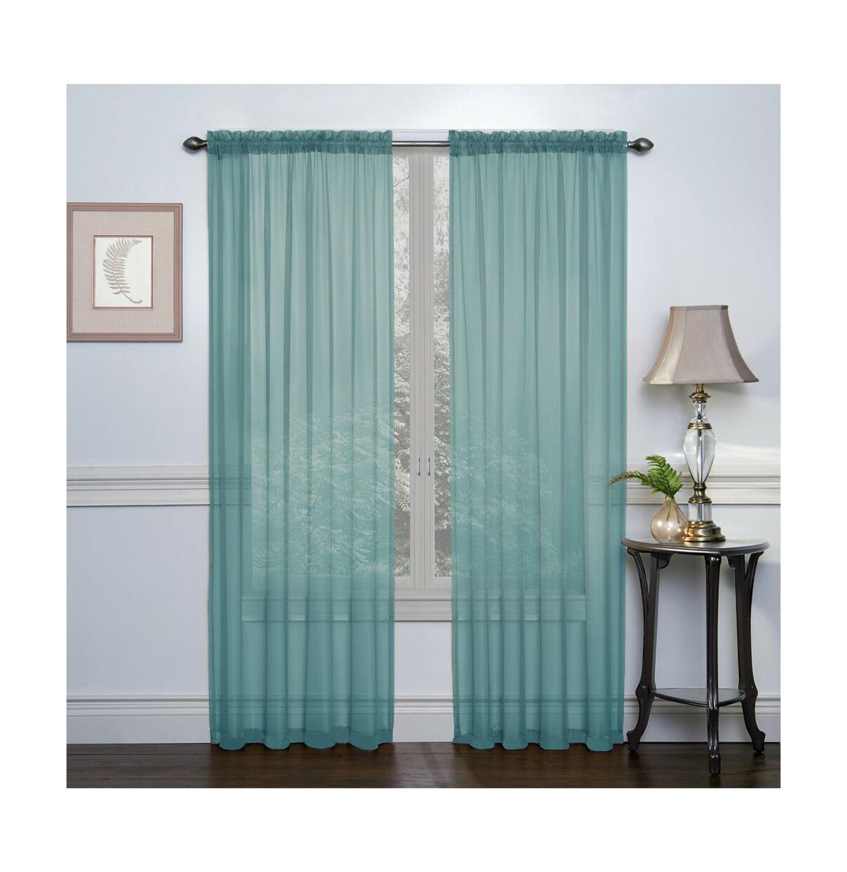 Kate Auroras Turquoise Premium Semi Sheer Voile Curtain Pair - 52 in. W x 84 in. L - Turquoise