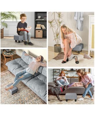 16” Cubed Modern Linen Fabric Pouf Footrest Ottoman Furniture