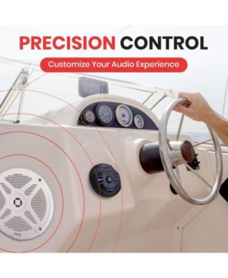 Dual 6.5” Waterproof Marine Speaker Kit with Wireless BT Receiver & Handheld Microphone for Onboard Audio System