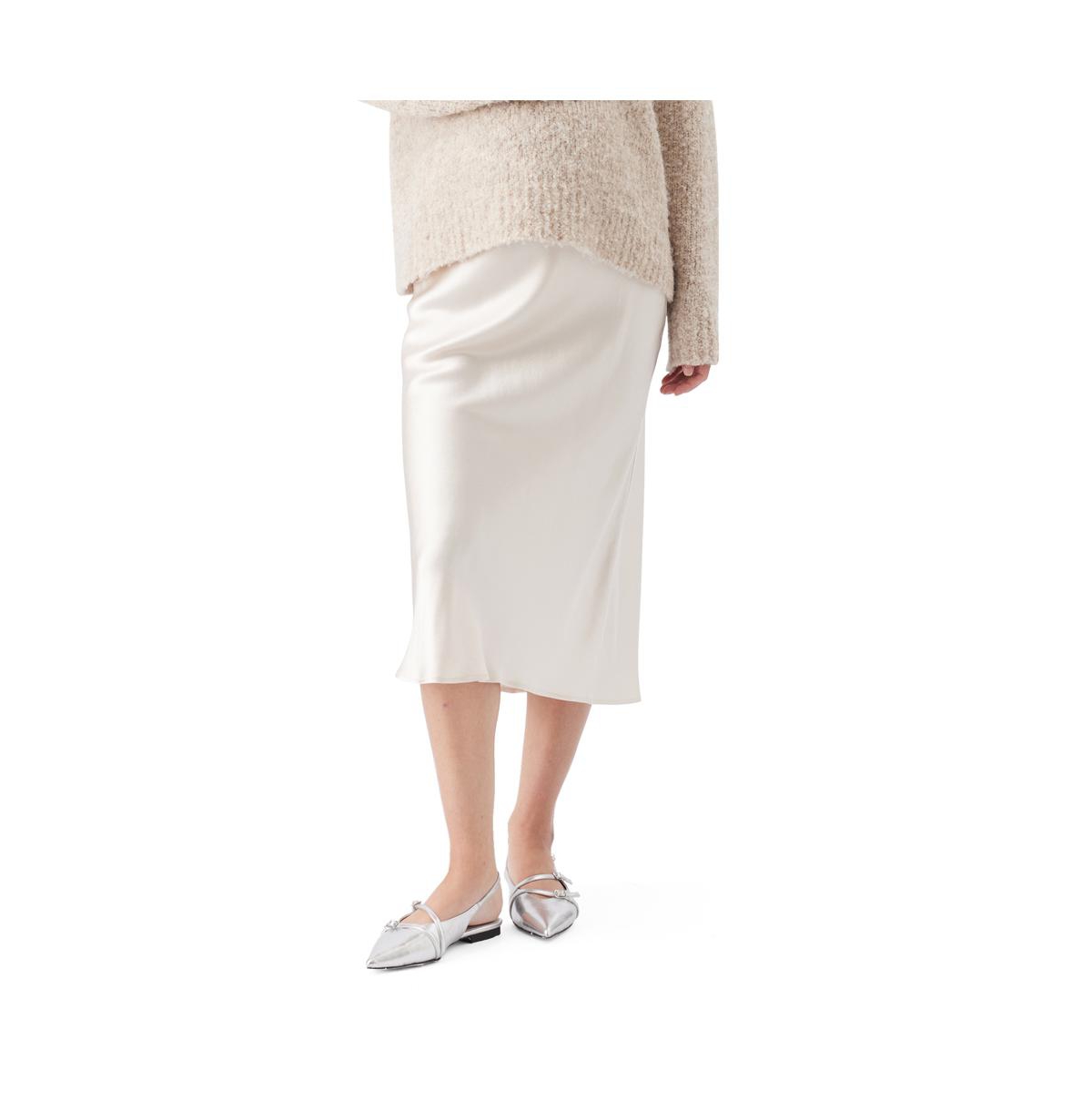 Maternity Ripe Crystal Satin Skirt - Oyster